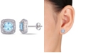 Macy's Blue Topaz (2-3/8 ct.t.w.), White Sapphire (1/8 ct.t.w.) and Diamond (1/5 ct.t.w.) Halo Stud Earrings in 10k White Gold